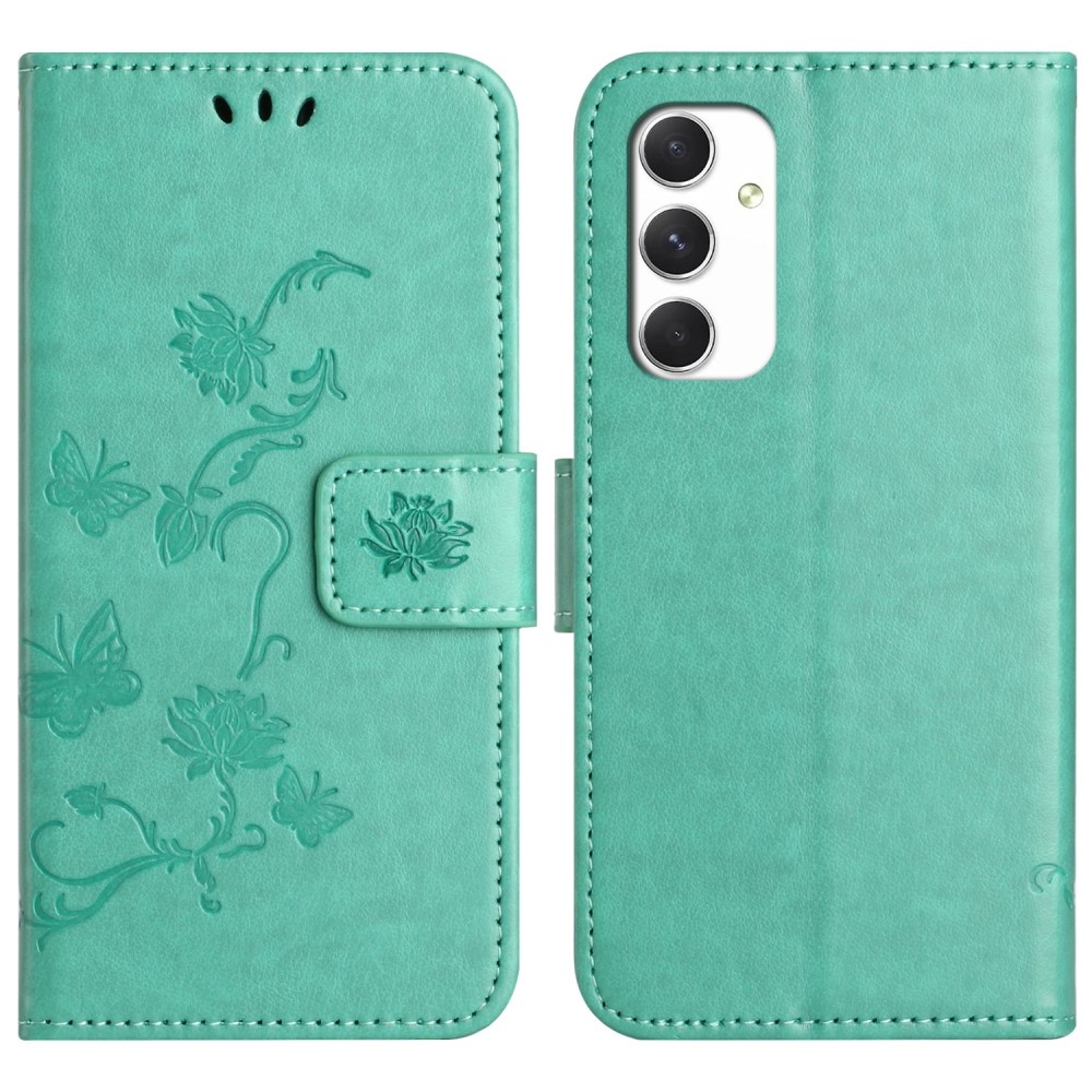 Flower knížkové pouzdro na Samsung Galaxy A16 4G/5G - modrozelené