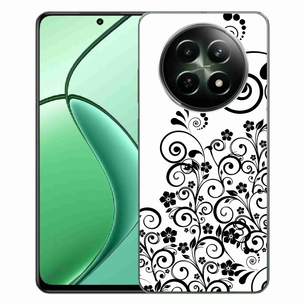 Gelový kryt mmCase na Realme 12 5G/12x 5G - černobílé květinové vzory