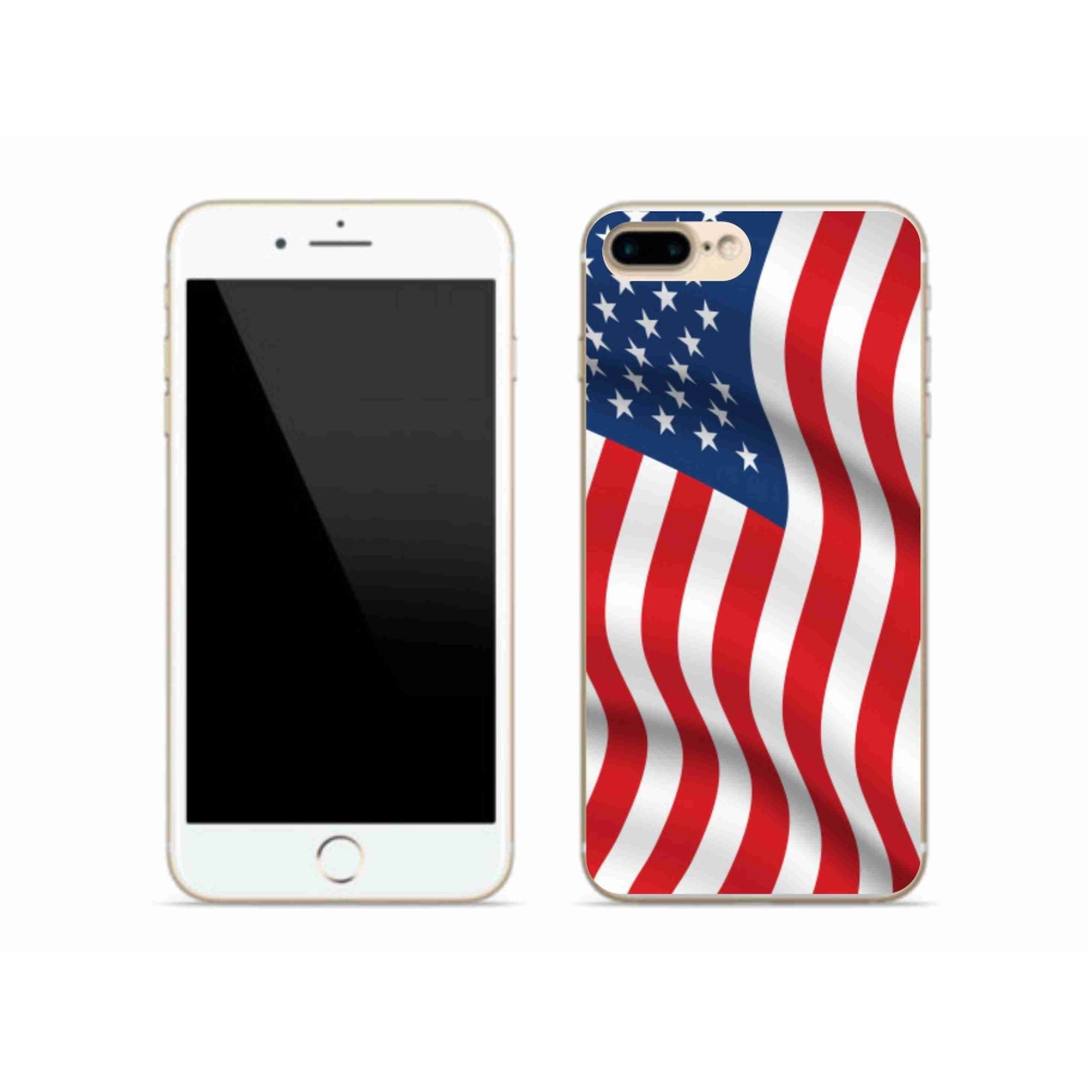 Gelový kryt mmCase na mobil iPhone 7 Plus - USA vlajka