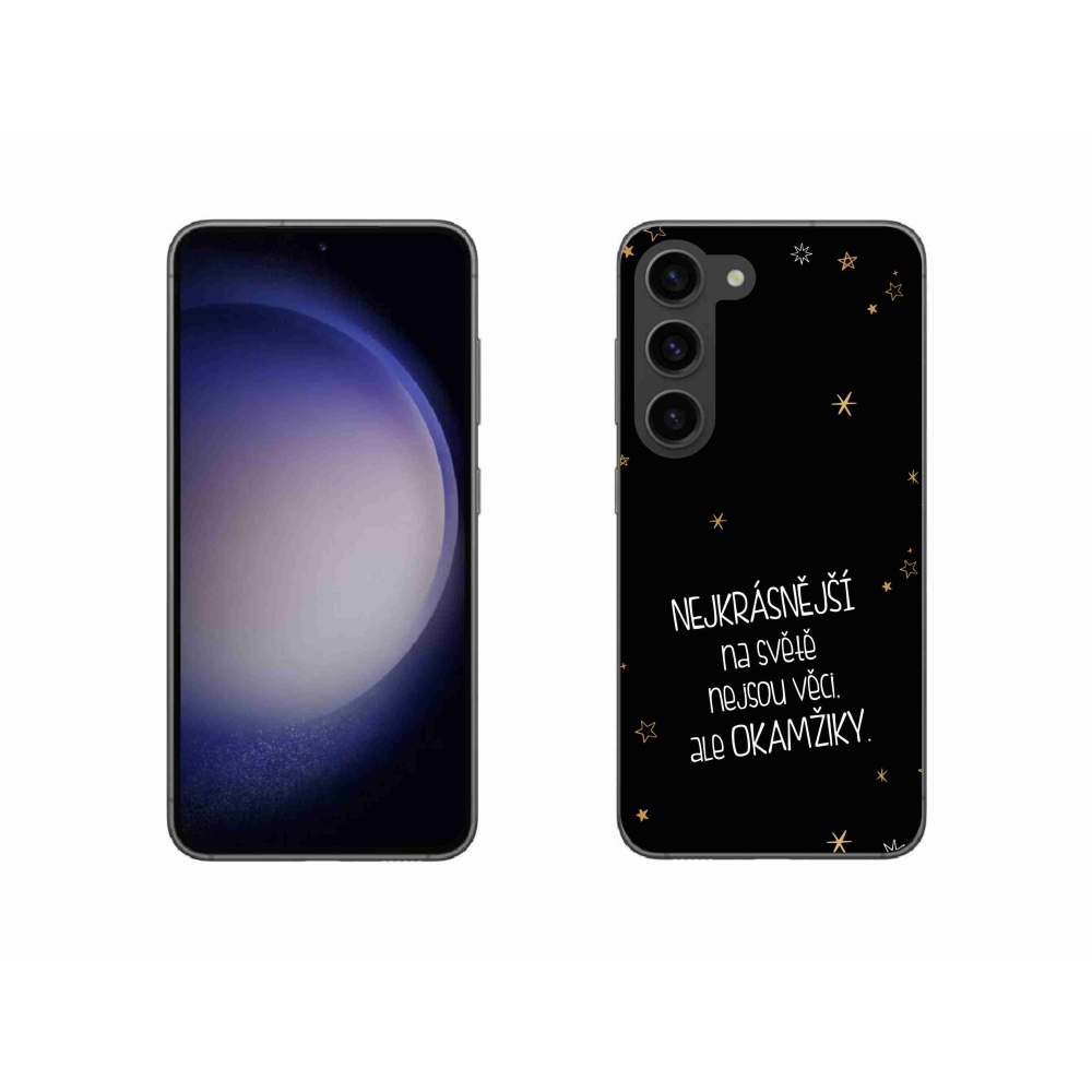 Gelový kryt mmCase na Samsung Galaxy S23 5G - citát 4 černé pozadí