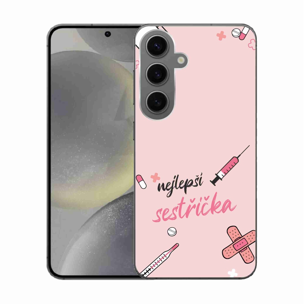 Gelový kryt mmCase na Samsung Galaxy S24 - nejlepší sestřička růžové pozadí