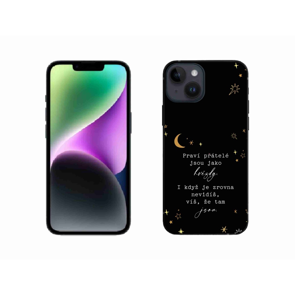 Gelový kryt mmCase na iPhone 14 - citát 6 černé pozadí