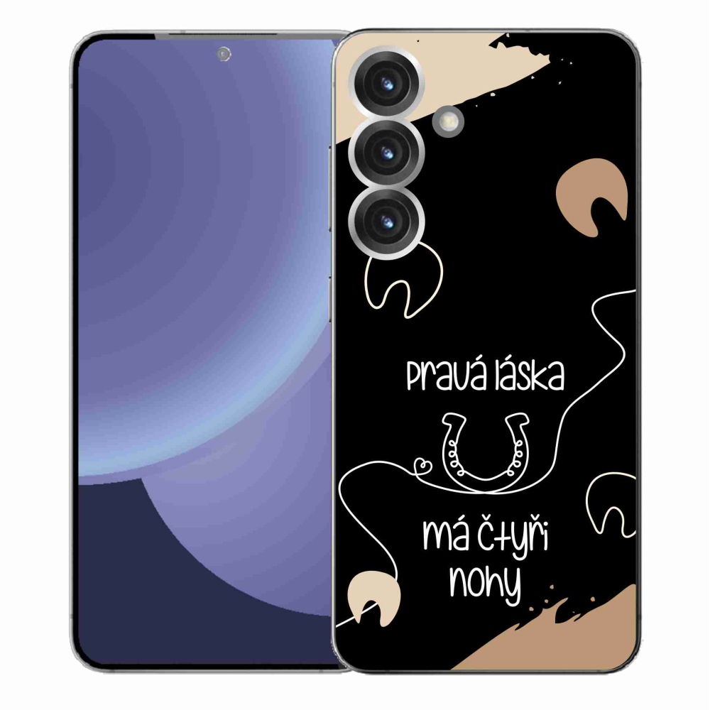 Gelový kryt mmCase na Samsung Galaxy S25+ - koňský motiv černé pozadí