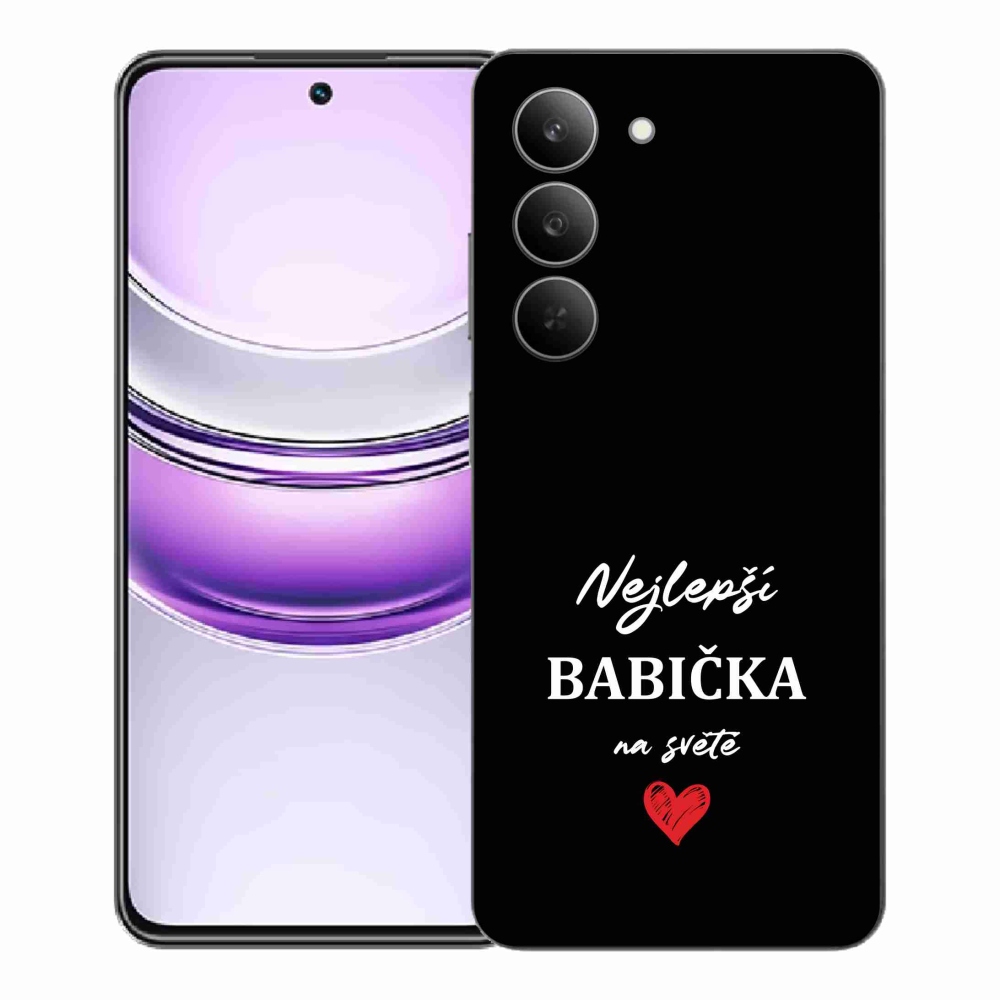 Gelový kryt mmCase na Realme 14x 5G - nejlepší babička 1 černé pozadí