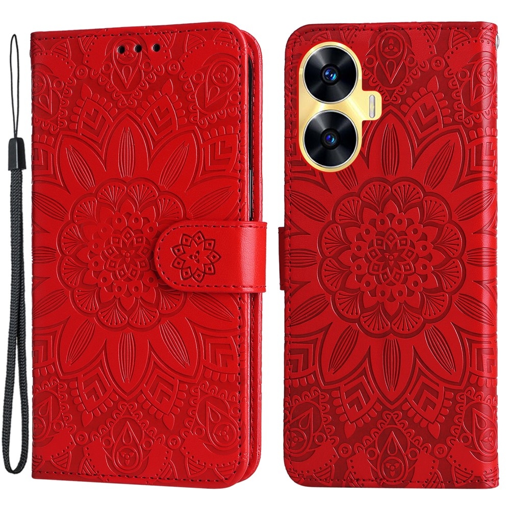 Sunflower knížkové pouzdro na Realme C55 - červené