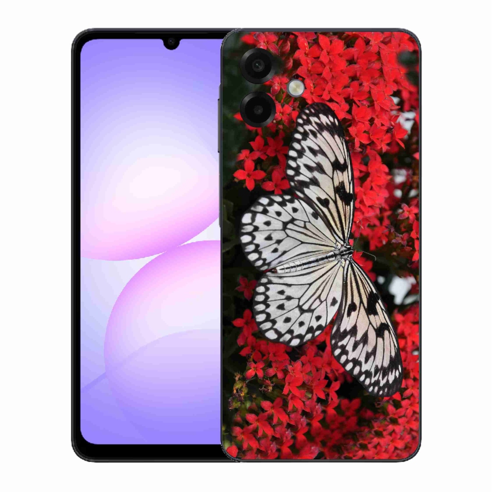 Gelový kryt mmCase na Samsung Galaxy A07 4G - černobílý motýl 1