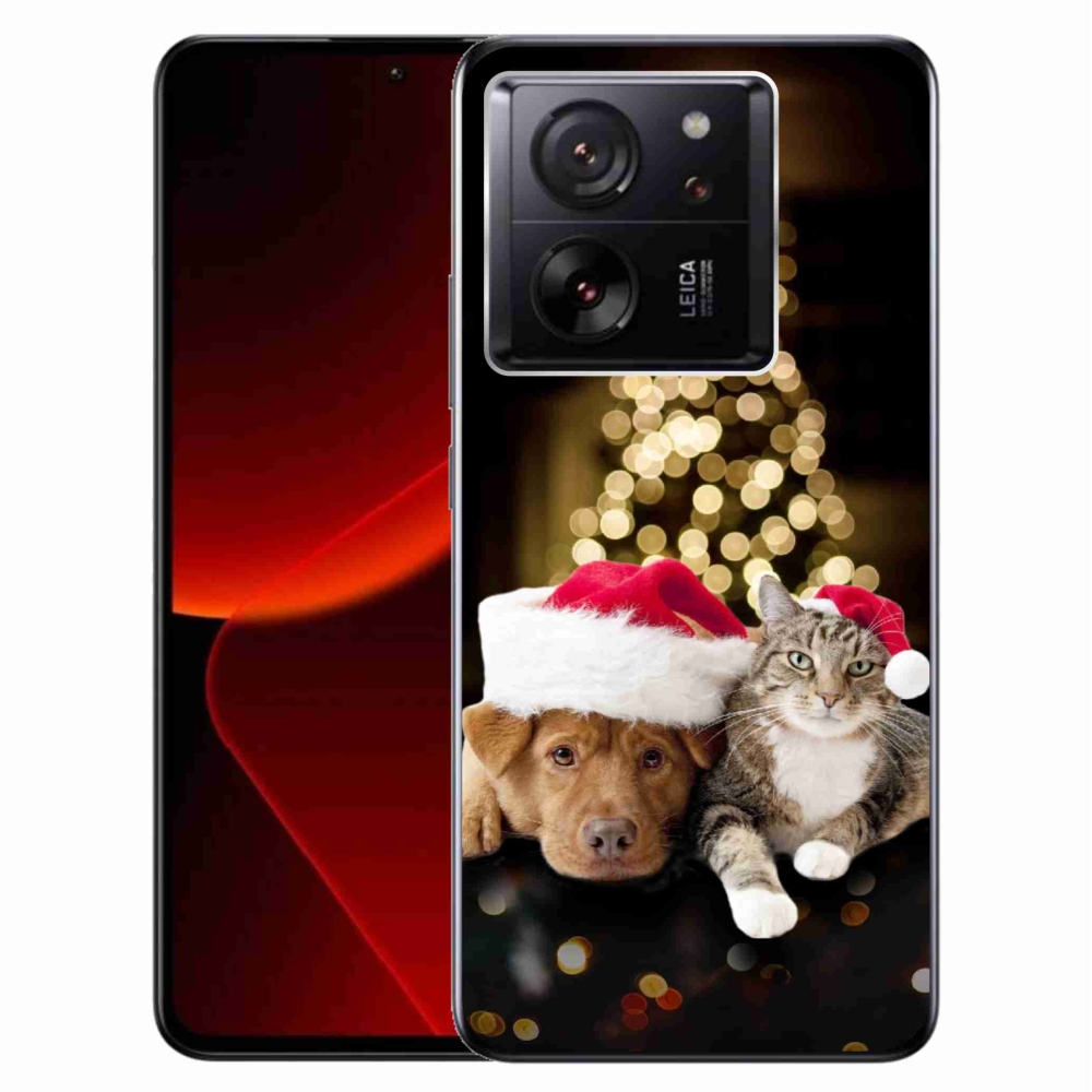 Gelový kryt mmCase na Xiaomi 13T/13T Pro - vánoční pes a kočka