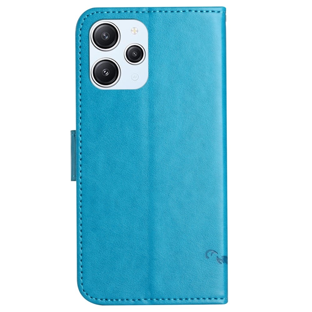 Flower knížkové pouzdro na Xiaomi Redmi 12 4G/5G - modré
