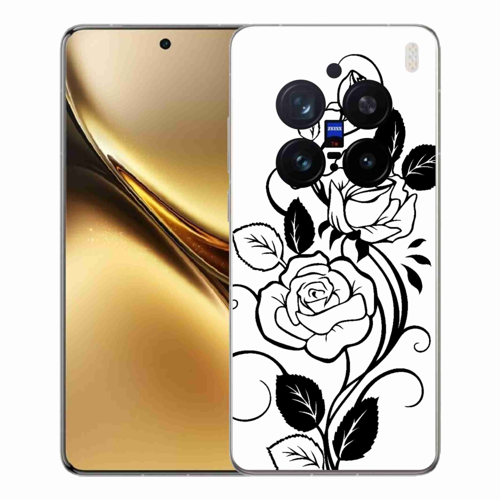 Gelový kryt mmCase na Vivo X200 Pro 5G - černobílá růže