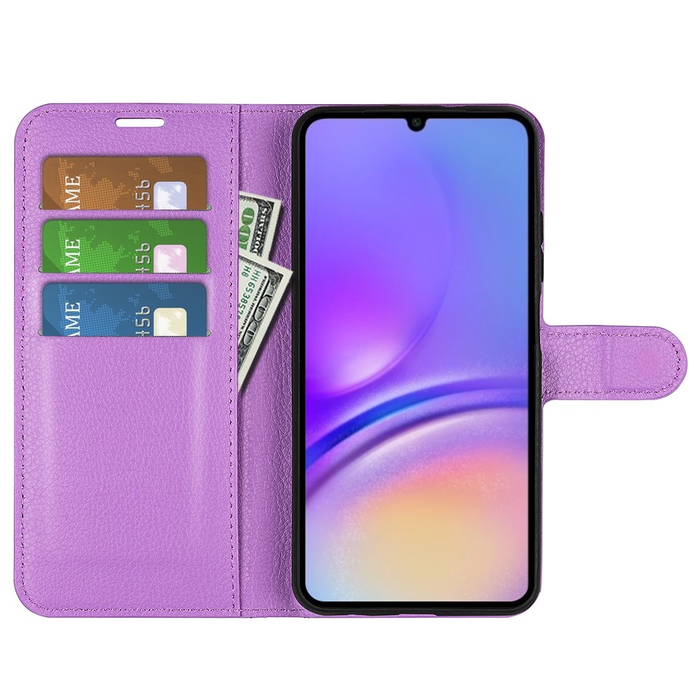 Litchi knížkové pouzdro na Samsung Galaxy A07 4G - fialové