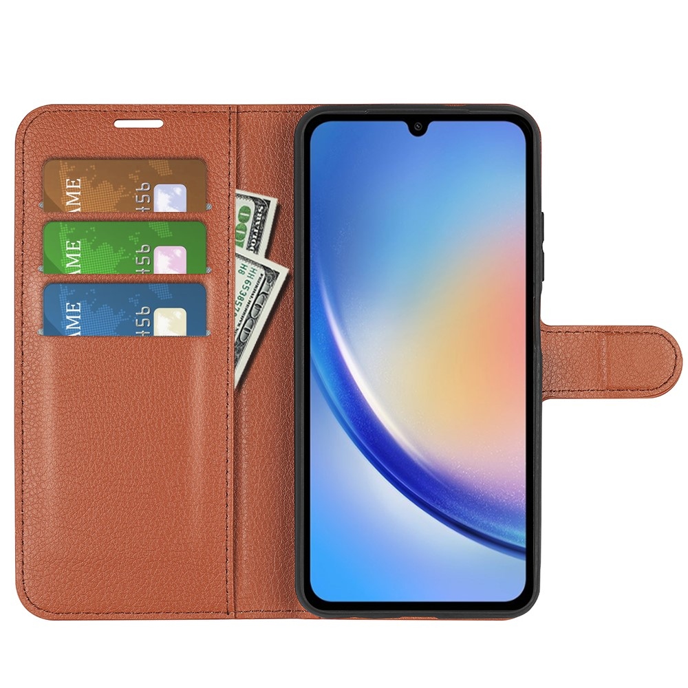 Litchi knížkové pouzdro na Samsung Galaxy A35 5G - hnědé