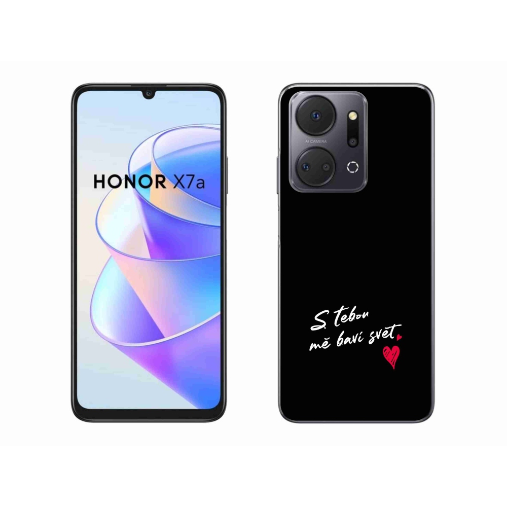 Gelový kryt mmCase na Honor X7a - zamilovaný text 1 černé pozadí