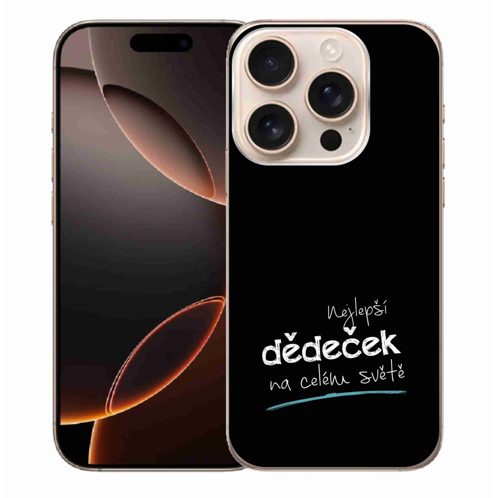 Gelový kryt mmCase na iPhone 16 Pro Max - nejlepší dědeček 3 černé pozadí