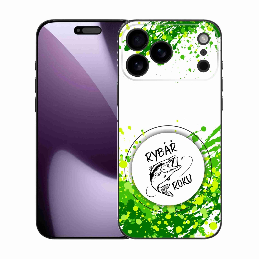 Gelový kryt mmCase na iPhone 17 Pro Max - rybář roku bílé pozadí