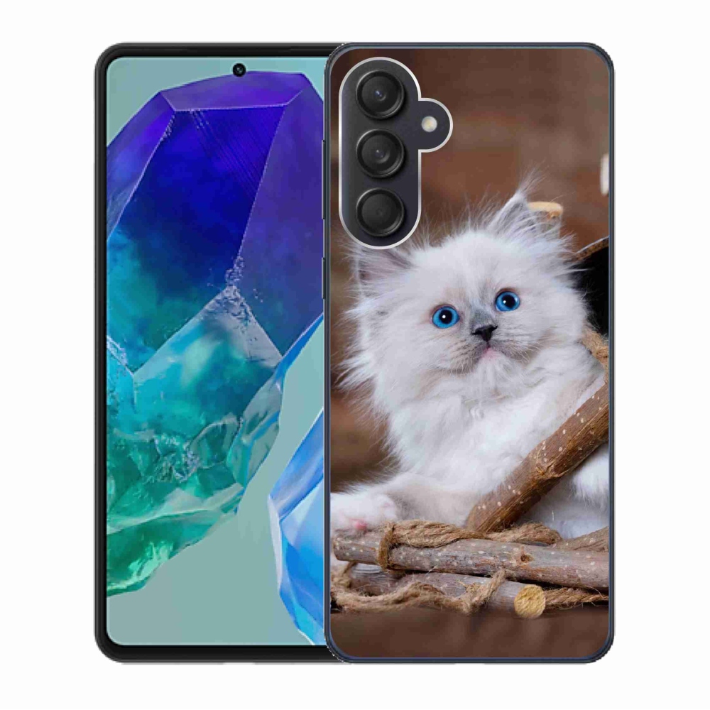 Gelový kryt mmCase na Samsung Galaxy M55 5G - bílé kotě