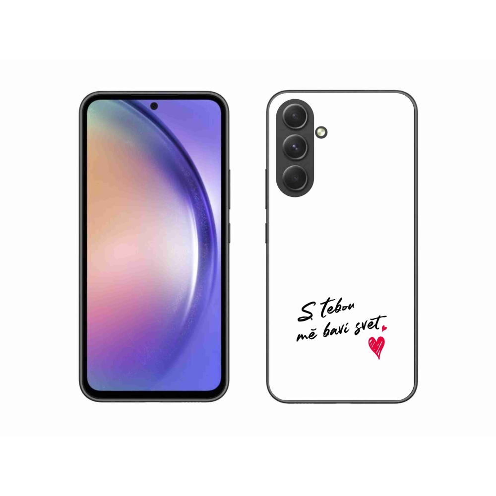 Gelový kryt mmCase na Samsung Galaxy A54 5G - zamilovaný text 1 bílé pozadí