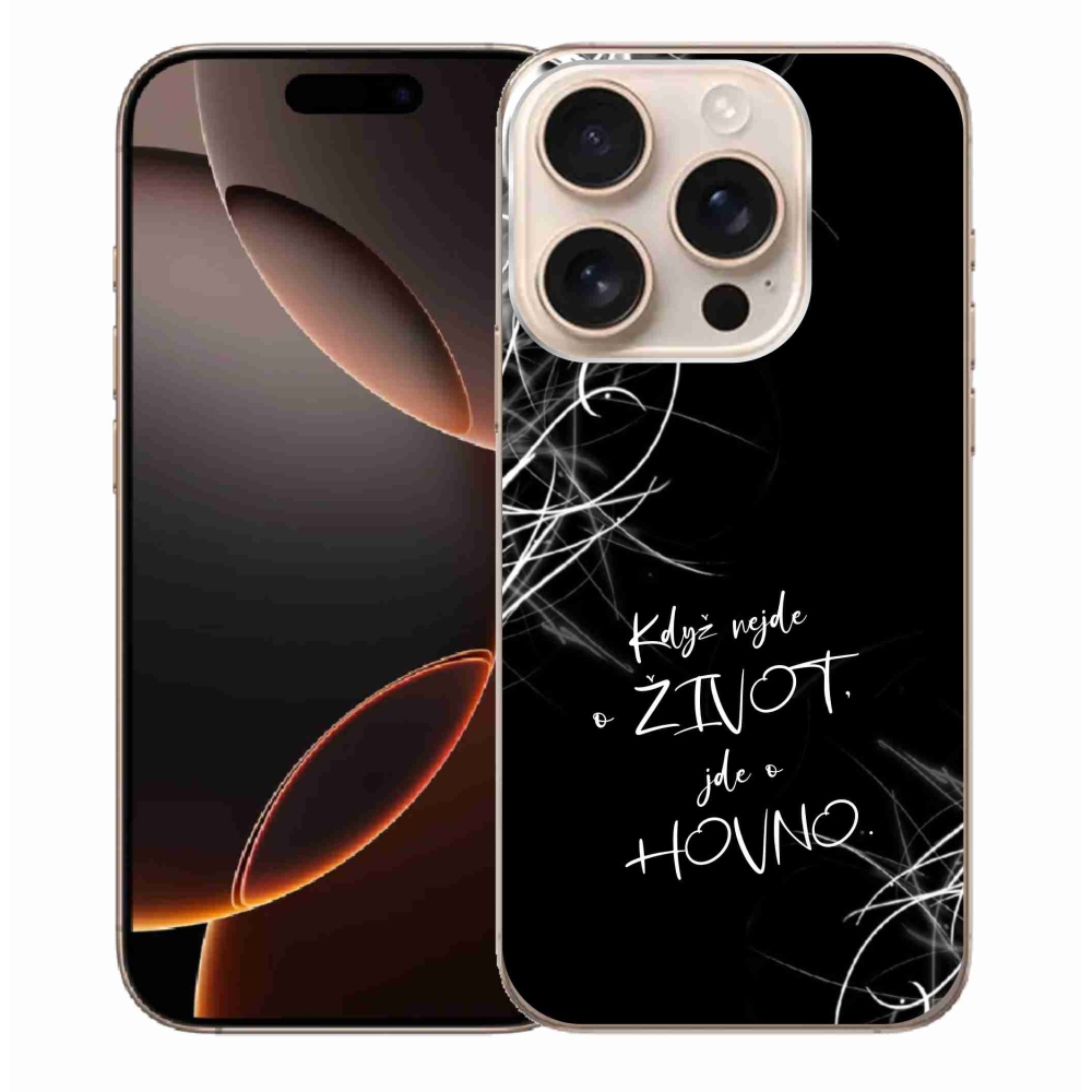 Gelový kryt mmCase na iPhone 16 Pro Max - vtipný text 16 černé pozadí