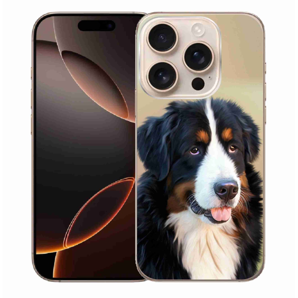 Gelový obal mmCase na iPhone 16 Pro Max - bernský salašnický pes