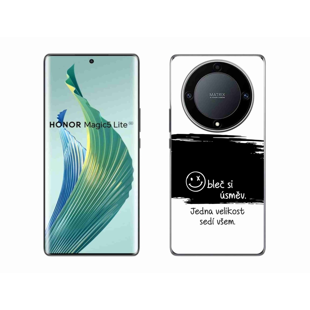 Gelový kryt mmCase na Honor Magic 5 Lite 5G - vtipný text 8 černobílé pozadí