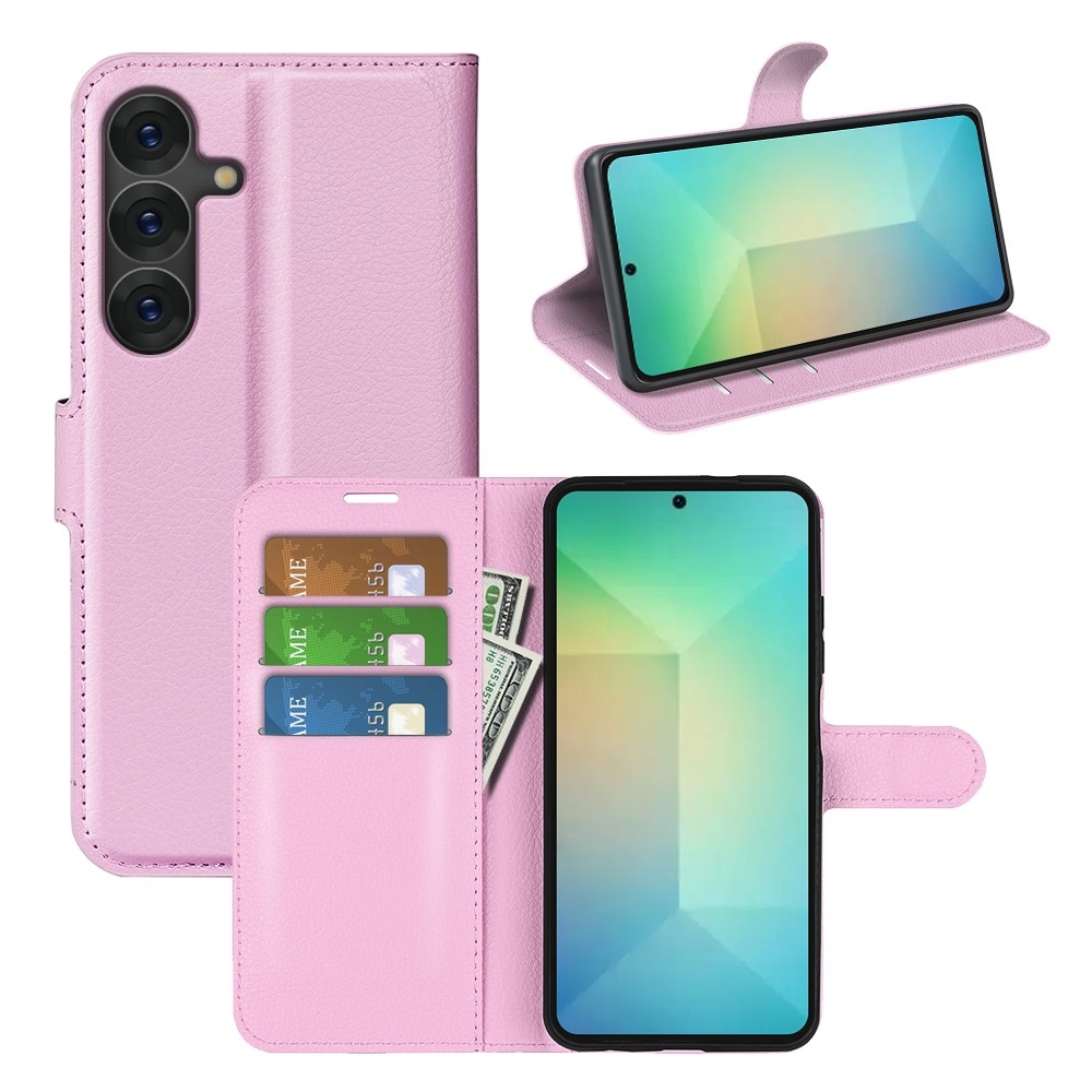 Litchi knížkové pouzdro na Samsung Galaxy S25 - růžové
