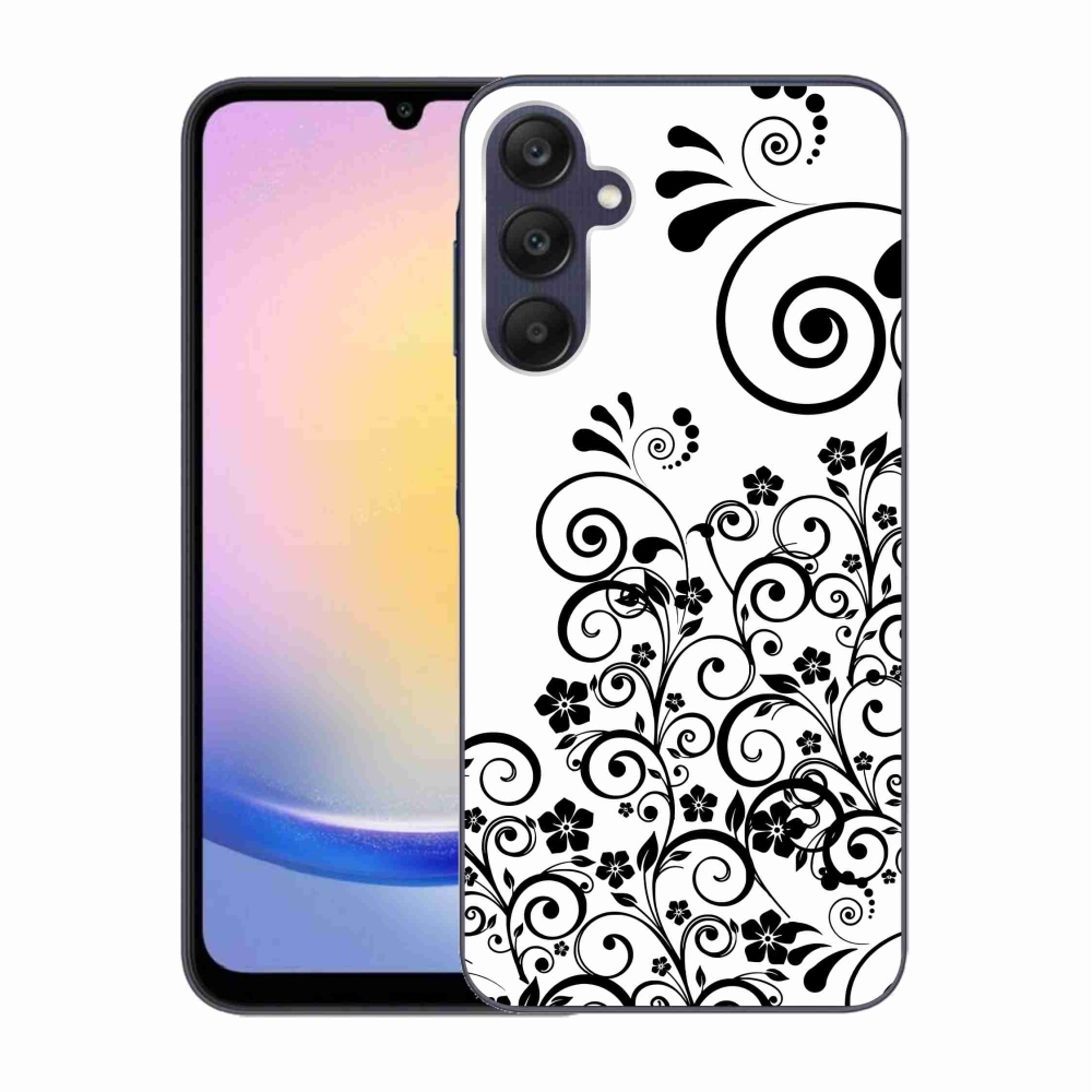Gelový kryt mmCase na Samsung Galaxy A25 5G - černobílé květinové vzory