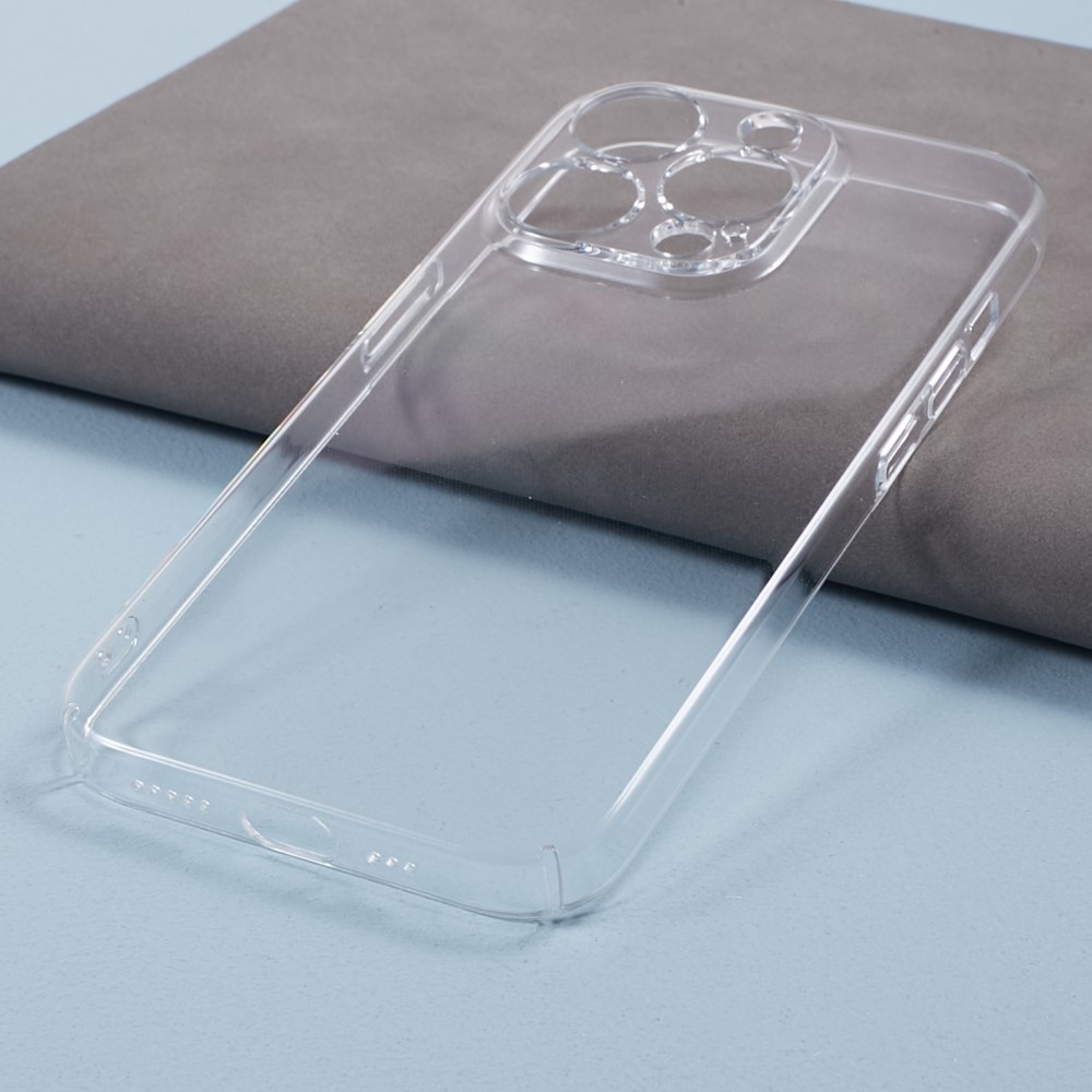 Průhledný plastový obal s gelovými hranami na iPhone 15 Pro Max