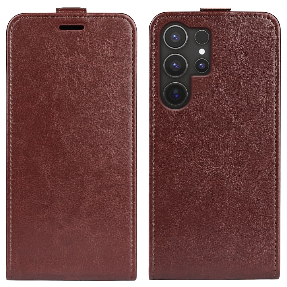 Vertical knížkové pouzdro na Samsung Galaxy S25 Ultra - hnědé