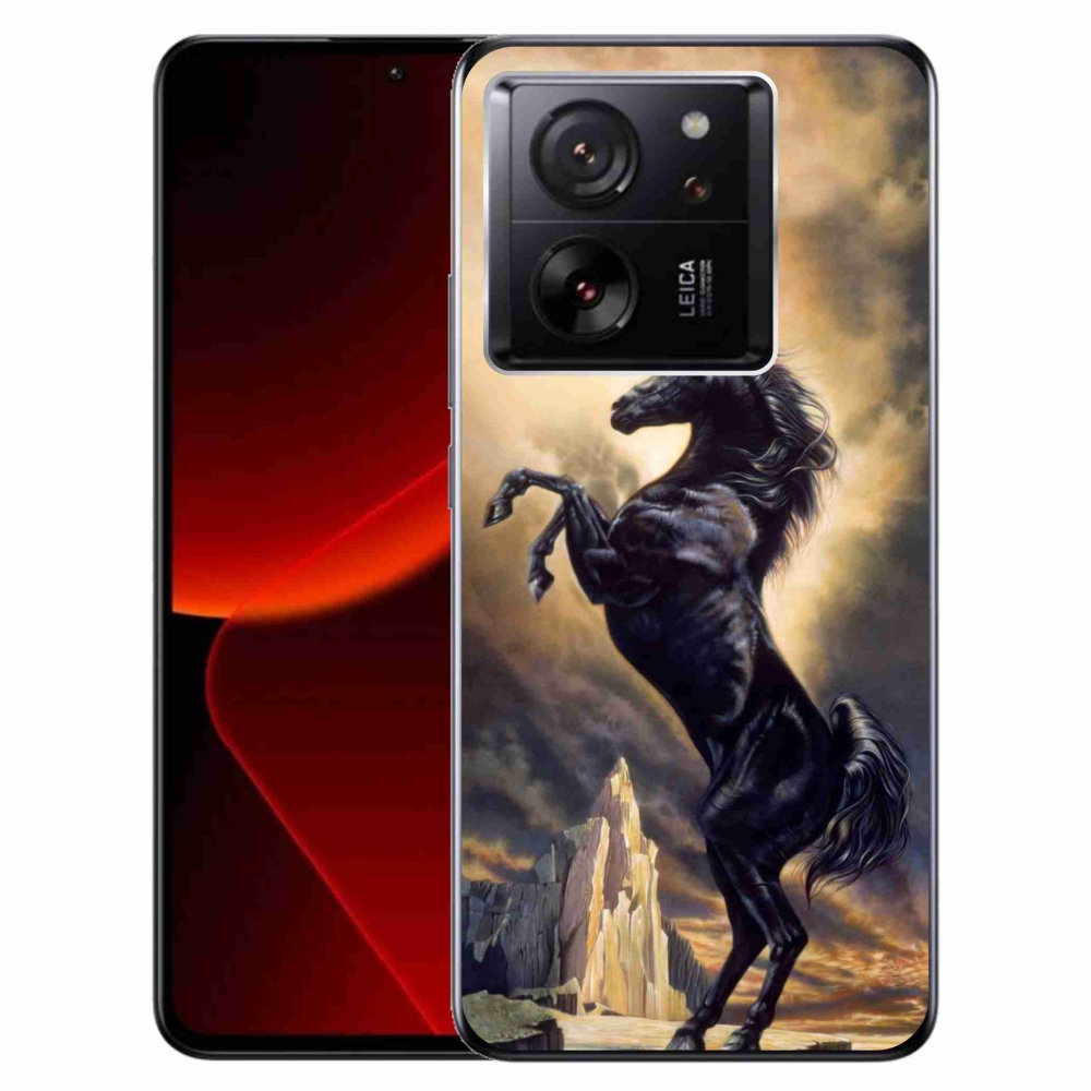 Gelový kryt mmCase na Xiaomi 13T/13T Pro - černý kreslený kůň