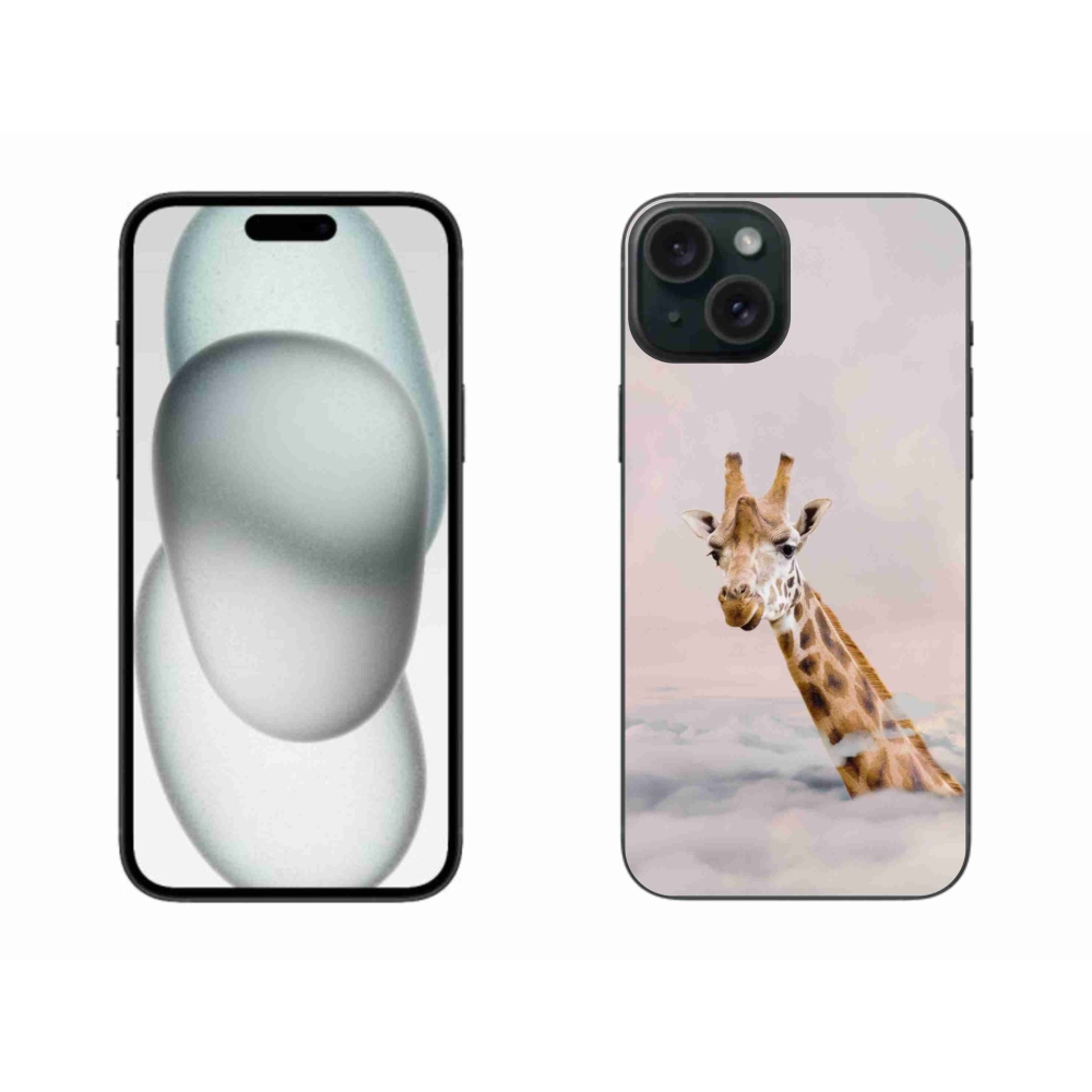 Gelový kryt mmCase na iPhone 15 Plus - žirafa v oblacích