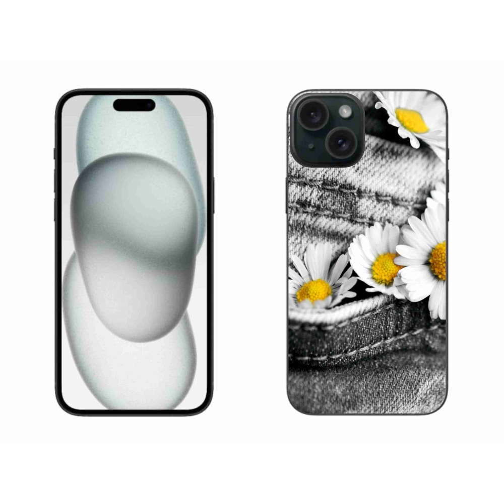 Gelový obal mmCase na iPhone 15 Plus - kopretiny