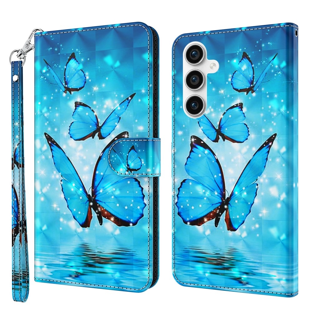 Print knížkové pouzdro na Samsung Galaxy S23 FE - modří motýli