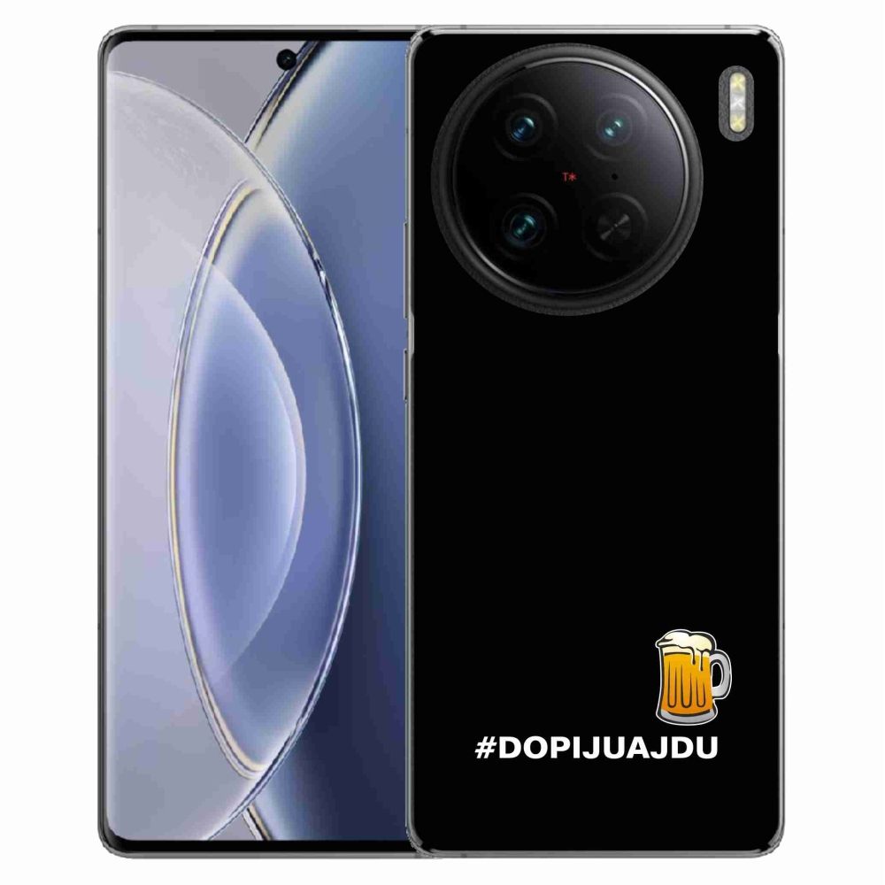 Gelový kryt mmCase na Vivo X90 Pro - pivní motiv 1 černé pozadí