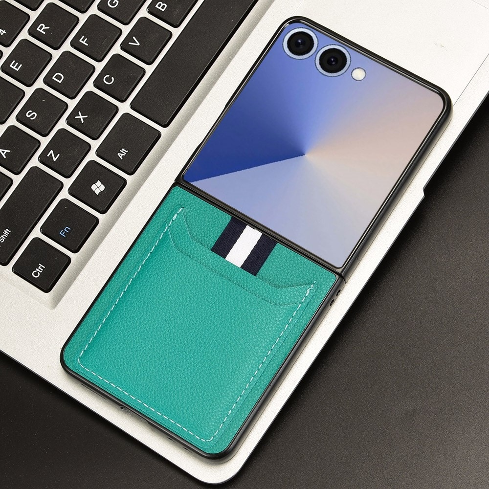 Combi plastový kryt s umělou kůží na Samsung Galaxy Z Flip7 5G - zelený