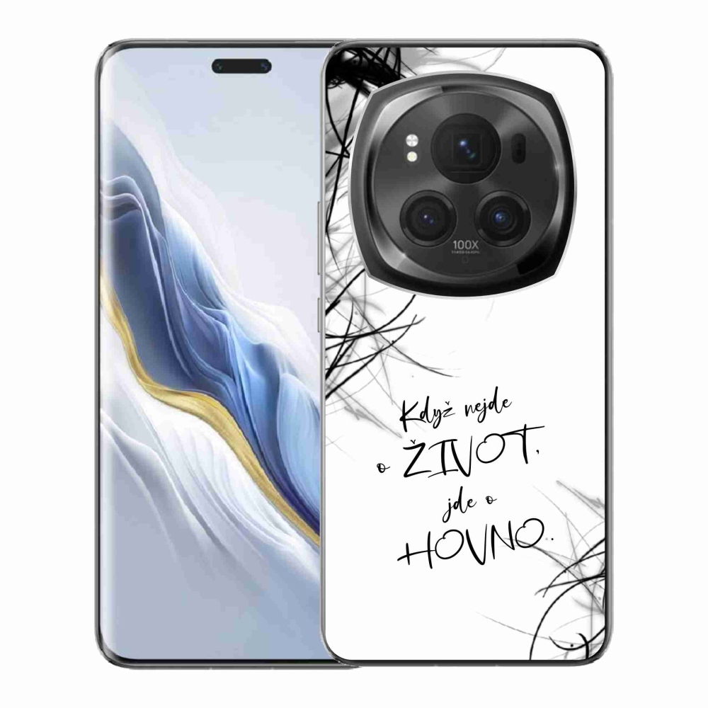 Gelový kryt mmCase na Honor Magic 6 Pro 5G - vtipný text 16 bílé pozadí