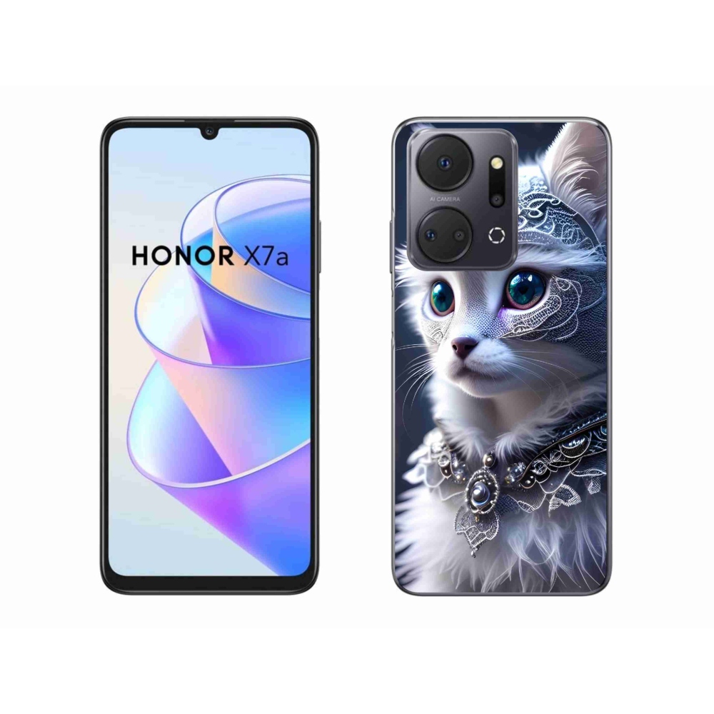 Gelový kryt mmCase na Honor X7a - bílá kočka
