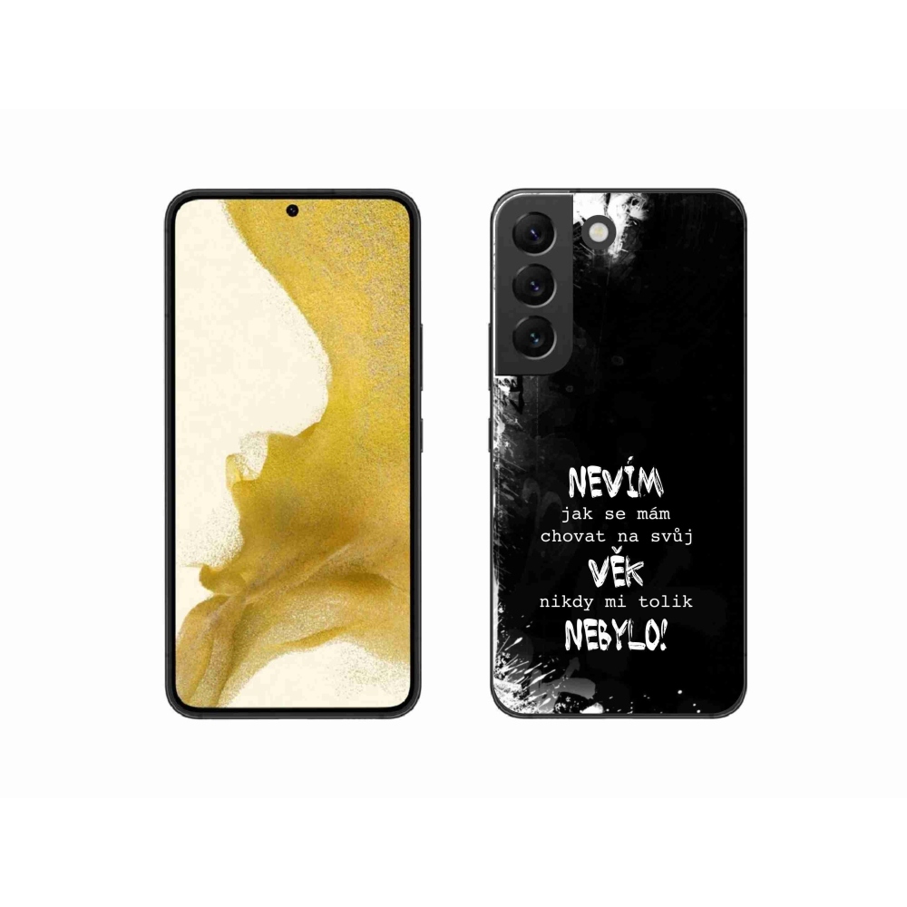 Gelový kryt mmCase na Samsung Galaxy S22 5G - vtipný text 14 černé pozadí
