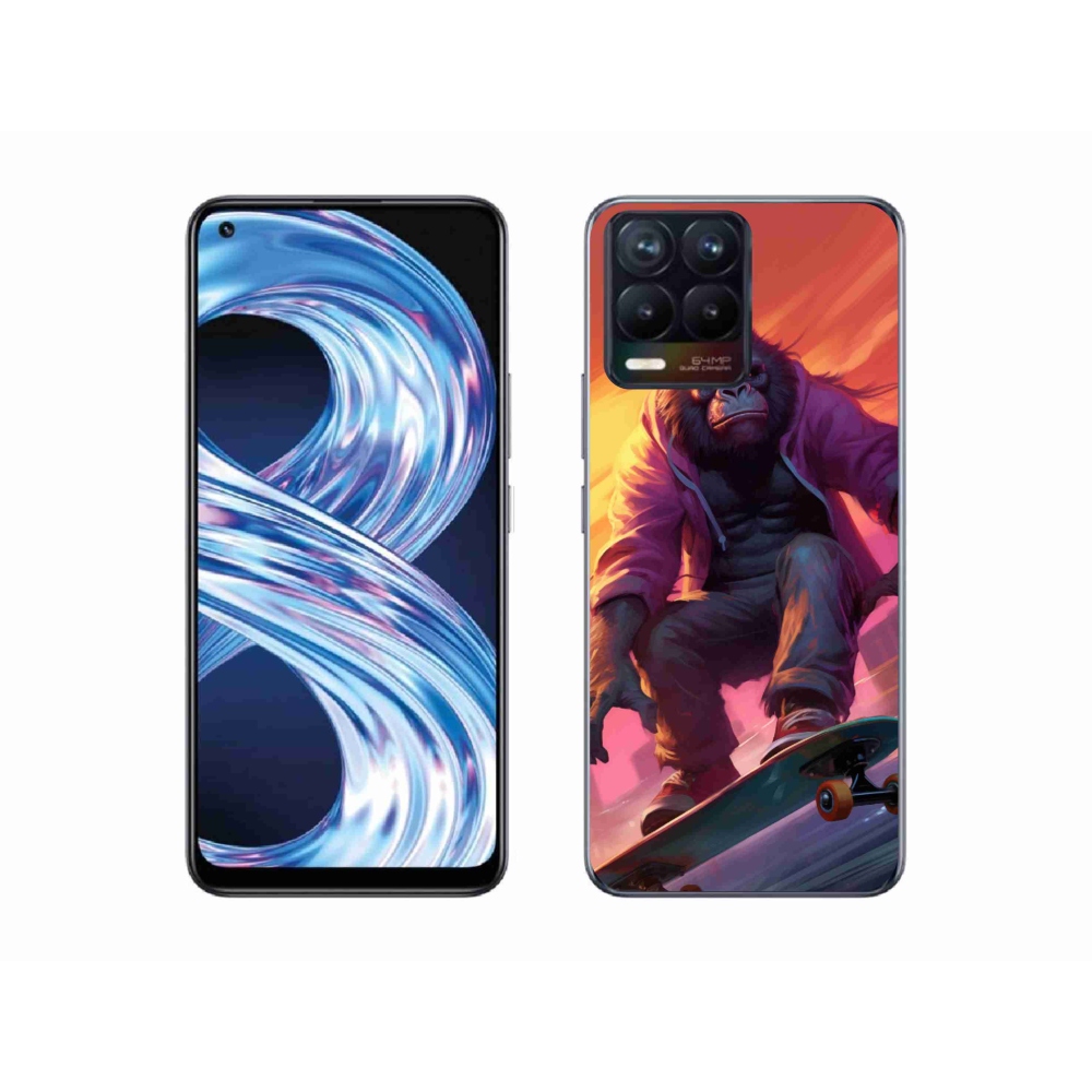 Gelový kryt mmCase na Realme 8 Pro - gorila na skateboardu