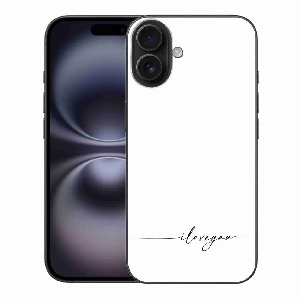 Gelový kryt mmCase na iPhone 16 Plus - I love you bílé pozadí