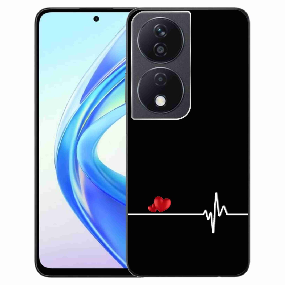 Gelový kryt mmCase na Honor X7b/Honor 90 Smart - srdce a tep černé pozadí