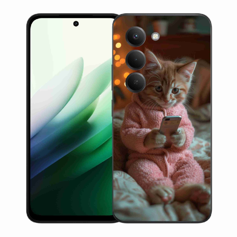 Gelový kryt mmCase na Xiaomi Redmi 15 5G (169mm) - kotě s mobilem
