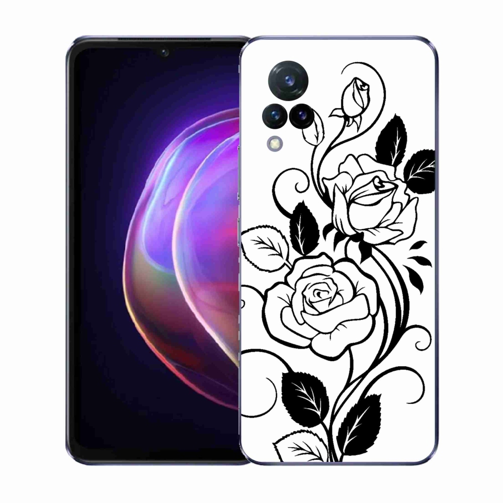 Gelový kryt mmCase na Vivo V21 4G/5G - černobílá růže