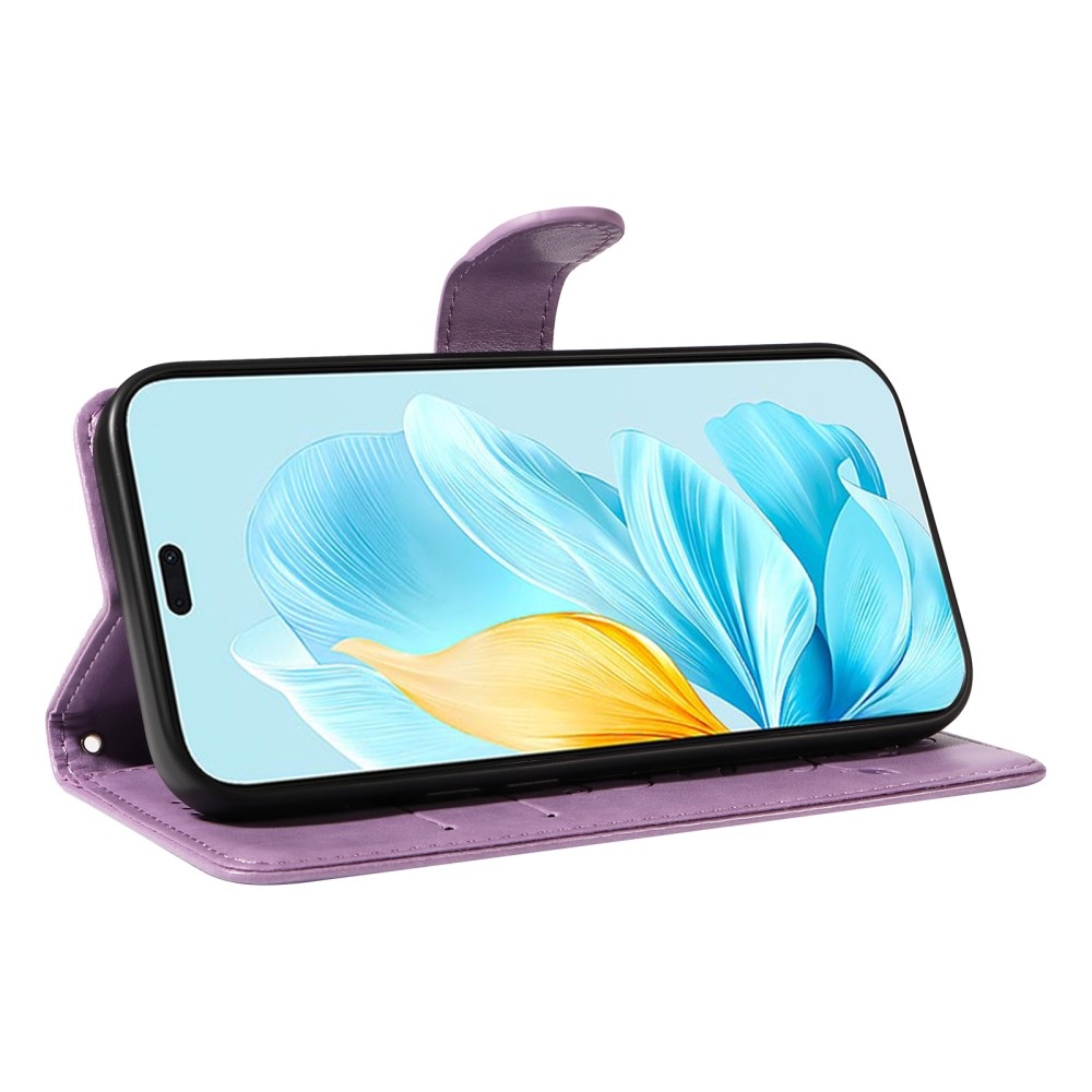 Flowers knížkové pouzdro na Honor 200 Lite 5G - fialové