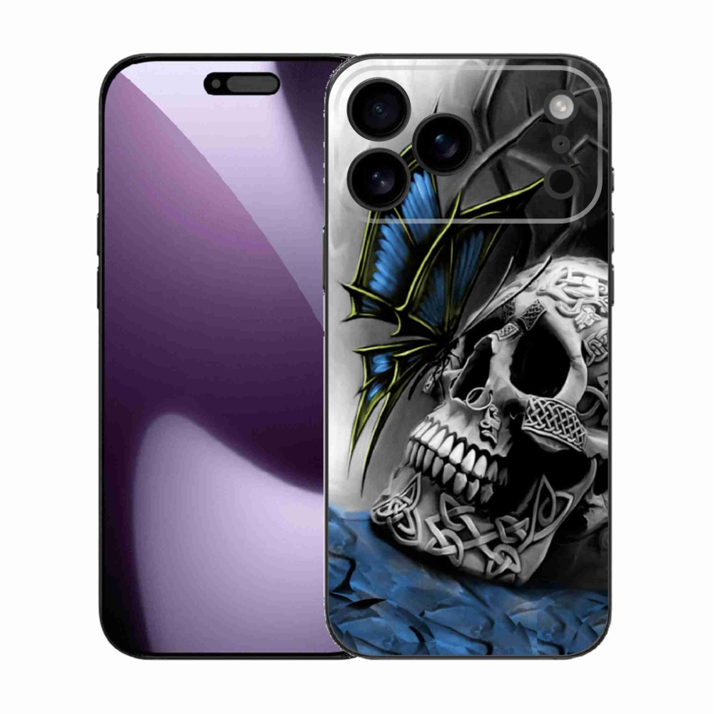 Gelový kryt mmCase na iPhone 17 Pro Max - motýl a lebka
