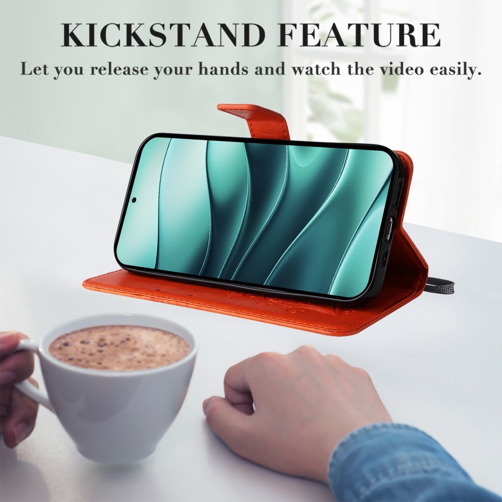 Big Butterfly knížkové pouzdro na Xiaomi Redmi Note 14 5G - oranžové