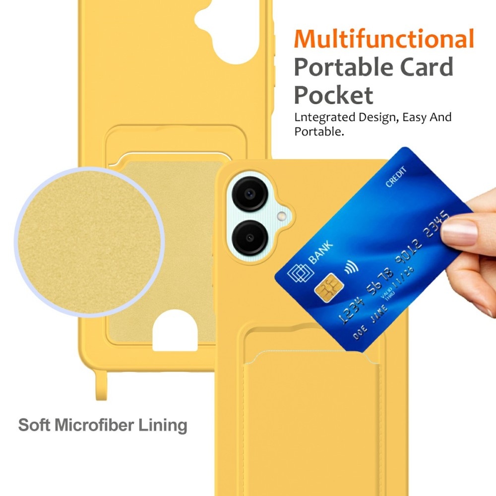 Card gelový obal se šňůrkou na Samsung Galaxy A06 4G - žlutý