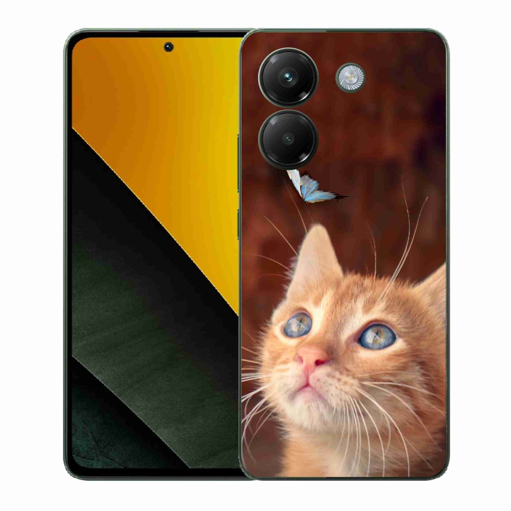 Gelový kryt mmCase na Xiaomi Poco M7 Pro 5G - motýl a kotě