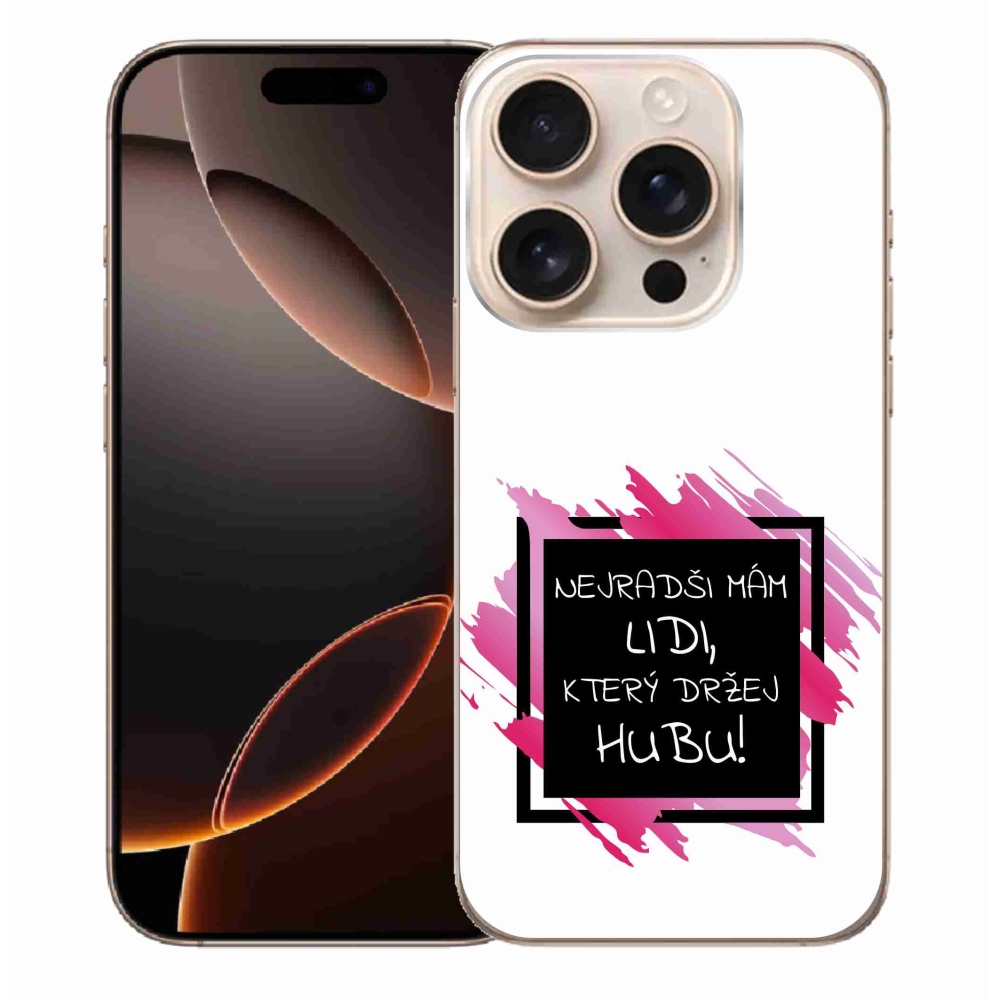 Gelový kryt mmCase na iPhone 16 Pro Max - vtipný text 7 černobílé pozadí