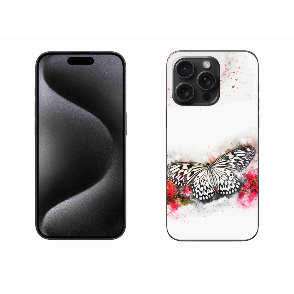 Gelový kryt mmCase na iPhone 15 Pro Max - černobílý motýl