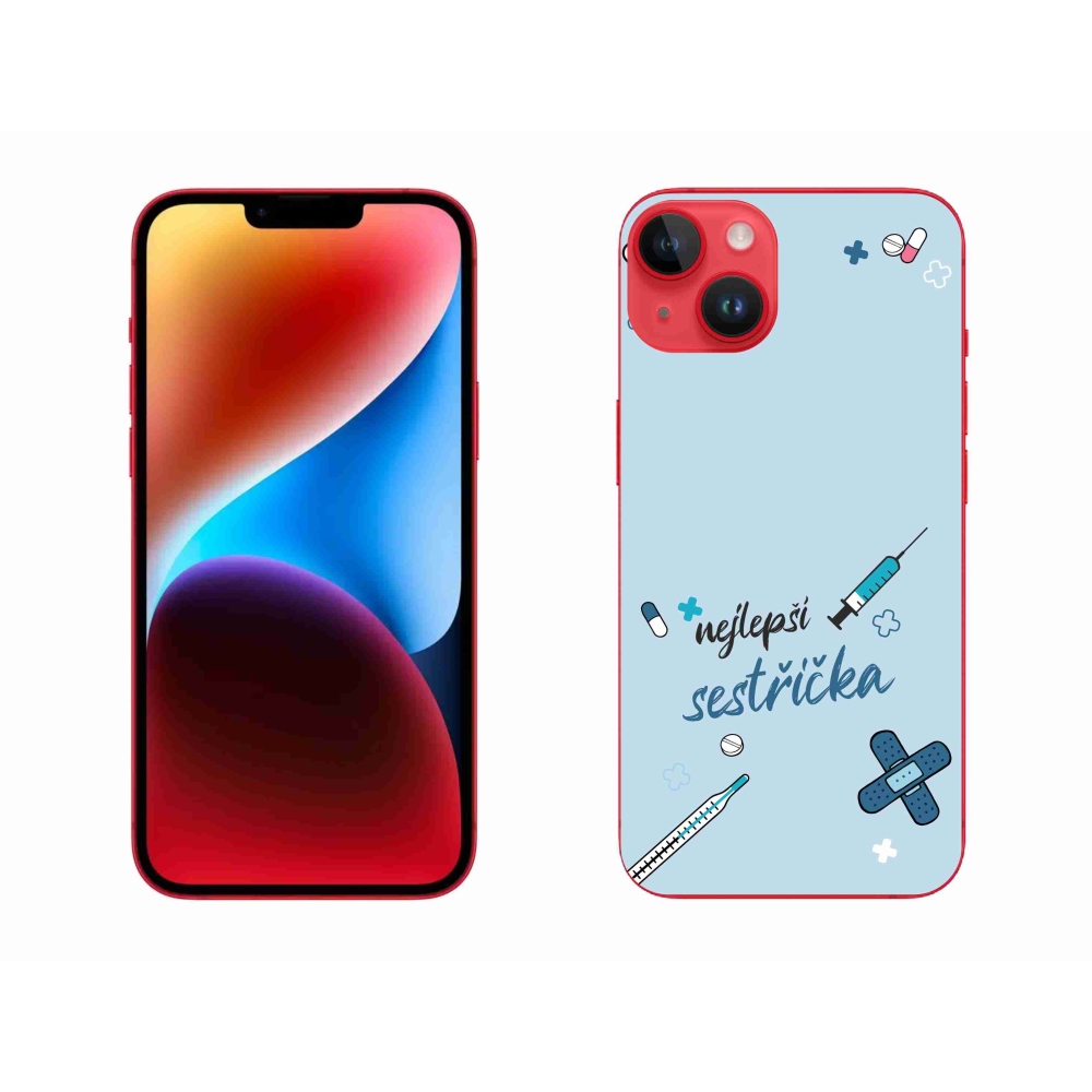 Gelový kryt mmCase na iPhone 14 Plus - nejlepší sestřička modré pozadí