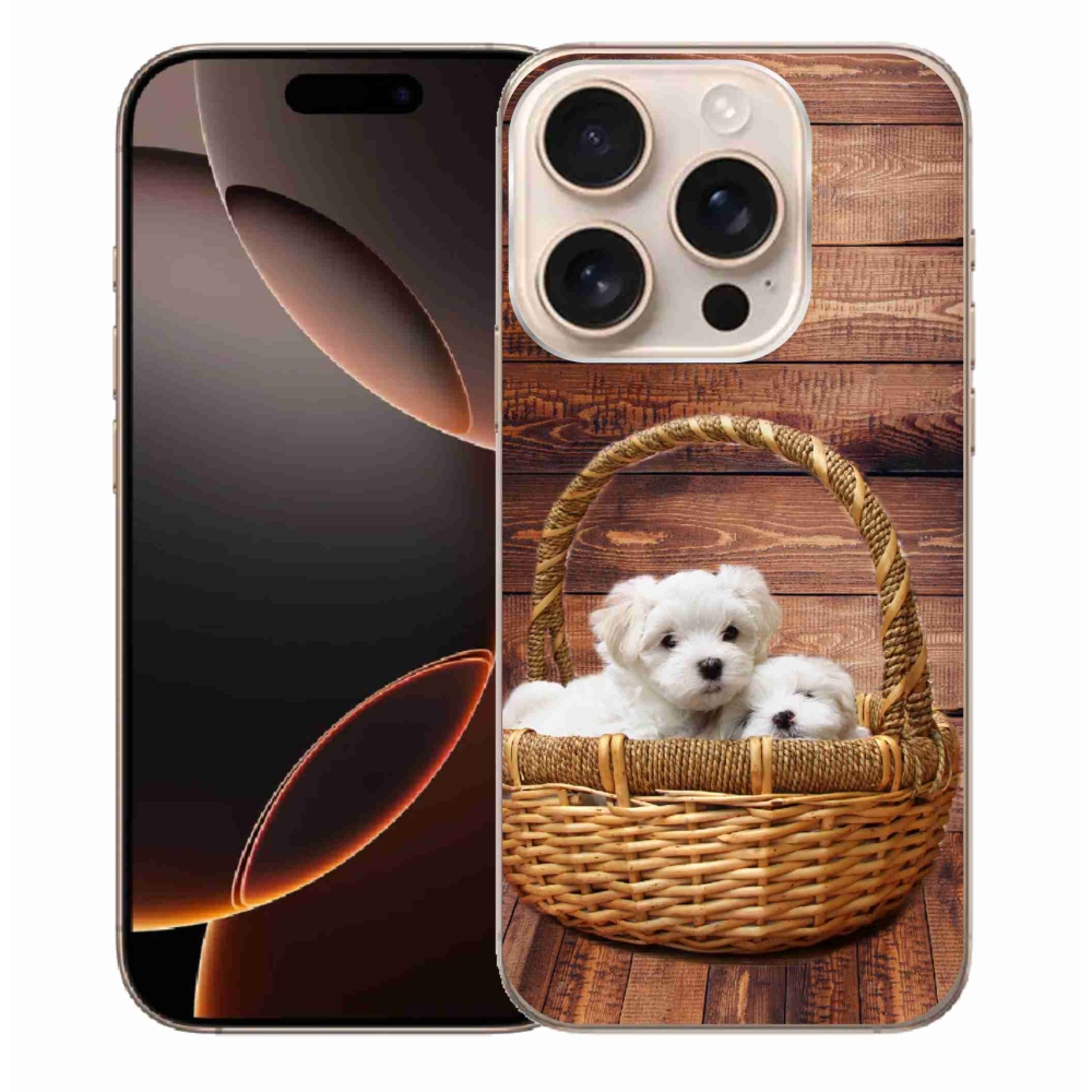 Gelový kryt mmCase na iPhone 16 Pro Max - štěňátka